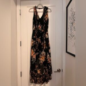 White House Black Market Black Floral Sleeveless Maxi Dress